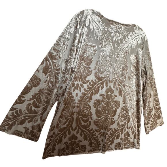 Krazy Kat Velvet Burnout Kimono Sleeve Babydoll Tunic Top Sz L Fairy Whimsigoth - Picture 2 of 16